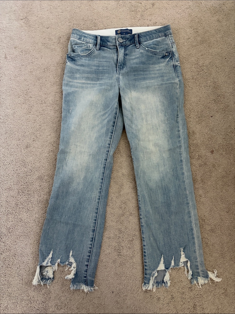 Democracy Light Blue Straight Leg Distressed Jeans